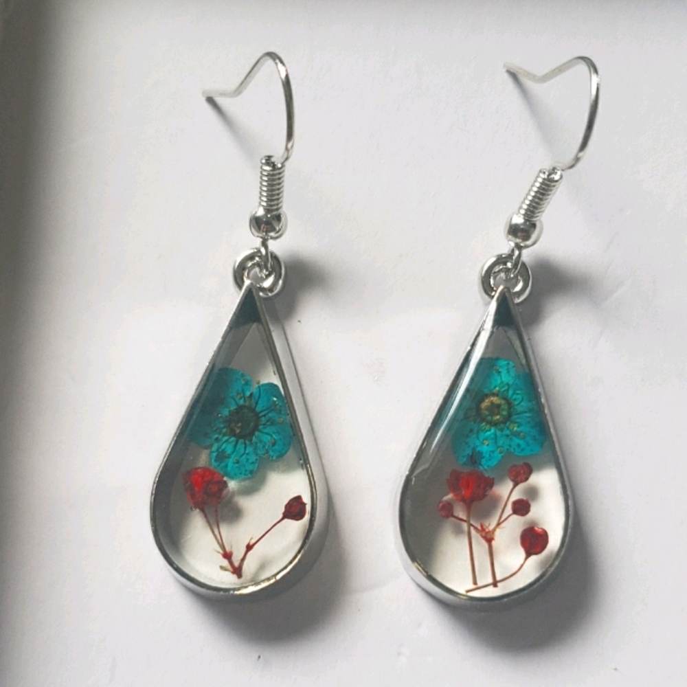 Sterling silver pressed flower earrings